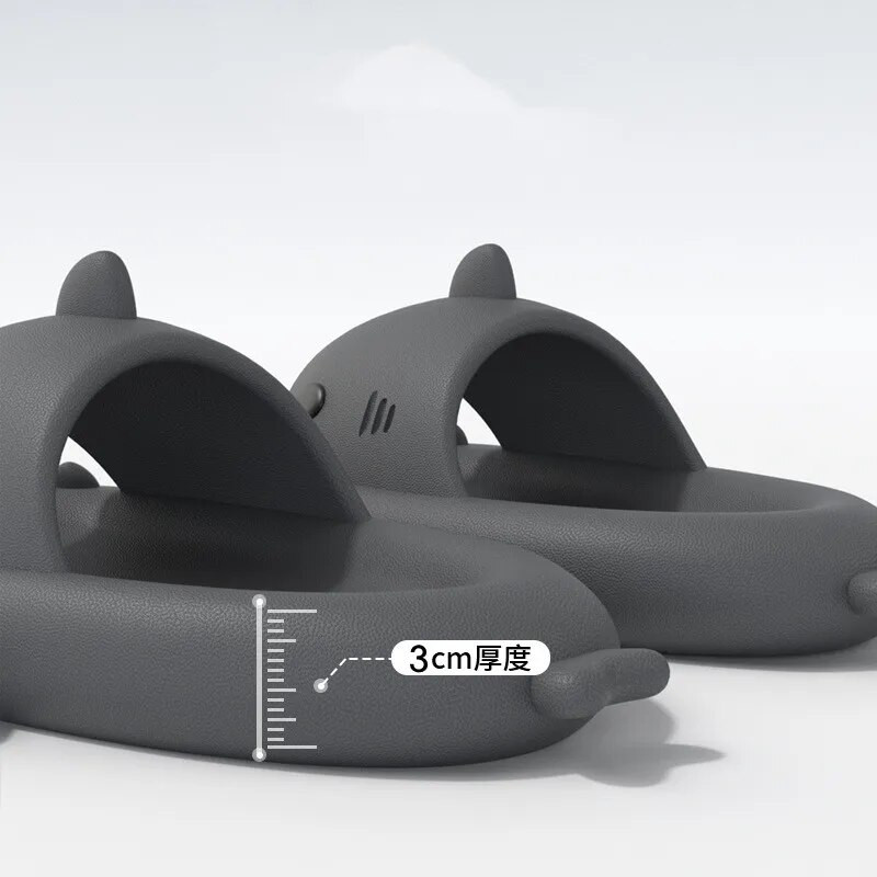 Pieaugušo haizivju čības vasarā vīriešiem haizivju slidkalniņi sievietēm vannas istaba čības Pāris Mājas Neslīdoši plakani apavi bērniem multfilmas sandales