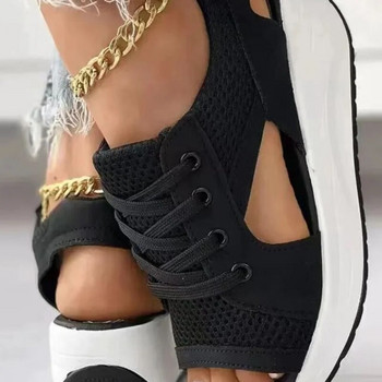 Модни дамски сандали Летни нови дамски масивни сандали с платформа Удобни мрежести отворени пръсти Ежедневни спортни дамски обувки Плюс размер 43