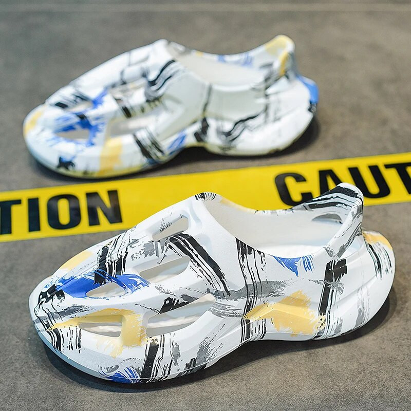 Uniszex Strandszandálok EVA Női Férfi Üreges Kerti Cipők Nyakkendővel festett Designer Lyukas Papucsok Cipők Vízicipők Slip on Foam Runner