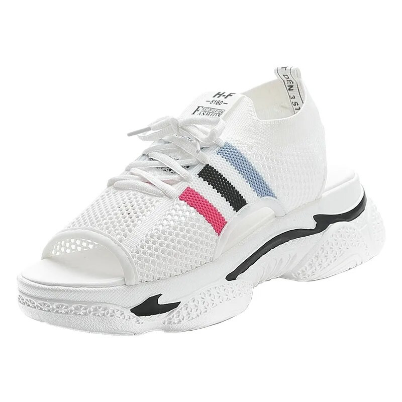 Vienas līnijas sprādze Jauna Zivs Mute Maza Balta Kurpes Sporta Mīkstas Zoles Sponge Bottom Pludmales Platformas Kurpes Sieviešu Apavi s Sandales