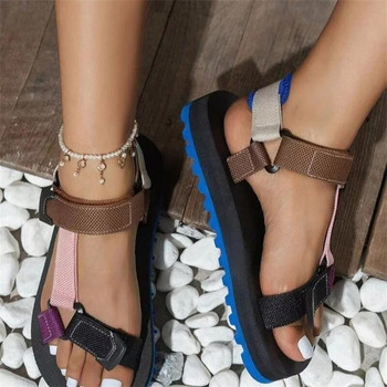 2023 Летни плоски дамски обувки Комплект конопени въжета Плажни сандали за крака На открито Универсални ежедневни чехли Големи размери Дамски сандали