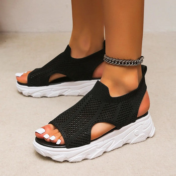 2023 Сандали Дамски летни ежедневни обувки на платформа Мрежести сандалии с връзки Отворени пръсти Плажни женски ежедневни сандали Zapatos Mujer Shoes