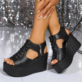 Γυναικεία σέξι ψηλοτάκουνα πέδιλα Wedges 2024 Καλοκαιρινή σχεδίαση Peep Toe Παπούτσια Walking Open Toe Femme tosPumps