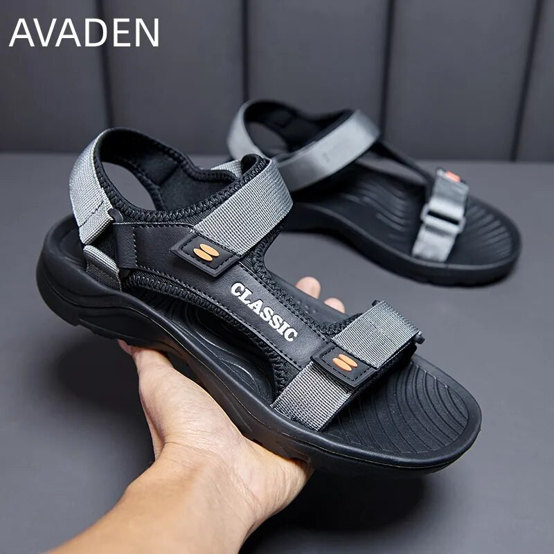 Pludmales sandales vīriešiem, nodilumizturīgas, neslīdošas, modernas, elpojošas, modernas, ērtas āra platformas apavi vasaras galvenajā