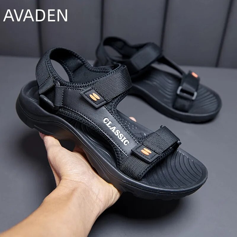 Pludmales sandales vīriešiem, nodilumizturīgas, neslīdošas, modernas, elpojošas, modernas, ērtas āra platformas apavi vasaras galvenajā