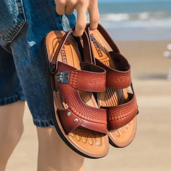 2024 летни мъжки сандали за открито Кафяви плажни джапанки Мъжки чехли Неплъзгащи се леки плоски обувки Ежедневни обувки Zapatos Hombre