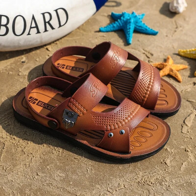 2024 летни мъжки сандали за открито Кафяви плажни джапанки Мъжки чехли Неплъзгащи се леки плоски обувки Ежедневни обувки Zapatos Hombre