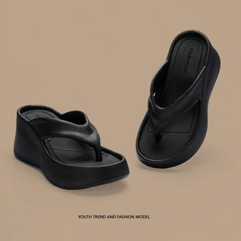 Дамски джапанки с щипки и пръсти, джапанки с дебела подметка Ева чехли за жени Лято 2024 г. Плажни сандали с масивна платформа Външни пързалки