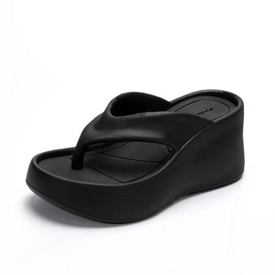 Női csíptetős lábujj ékek papucsok vastag talpú Eva papucs nőknek 2024 nyári vaskos platform strandszandálok kültéri csúszdák