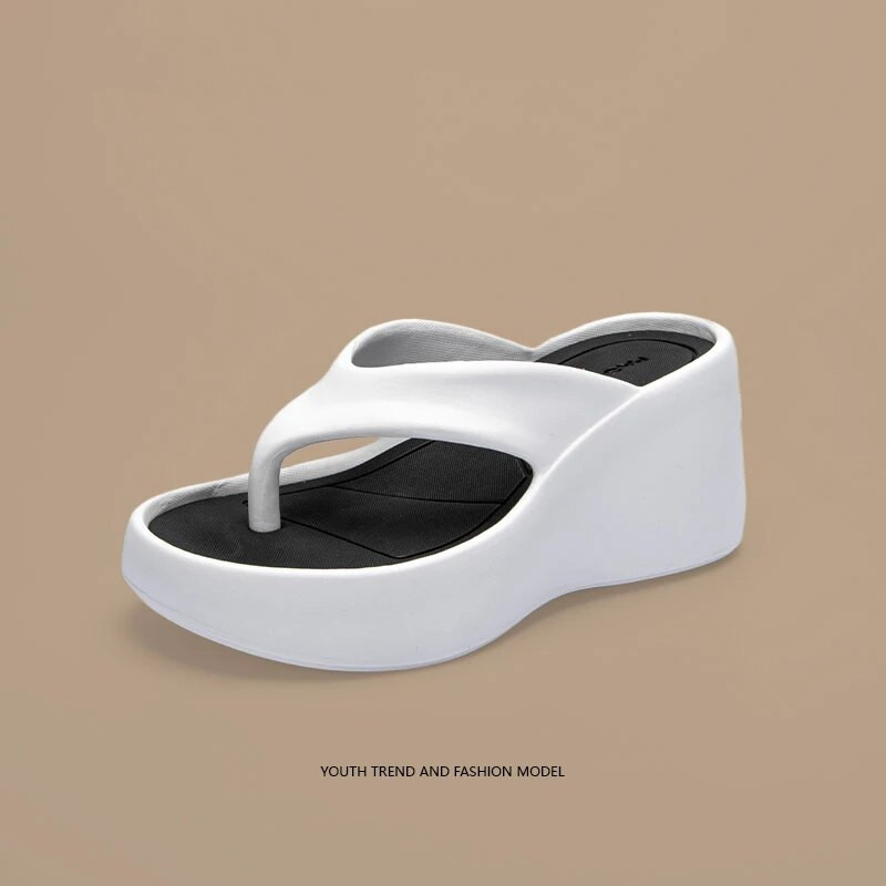 Női csíptetős lábujj ékek papucsok vastag talpú Eva papucs nőknek 2024 nyári vaskos platform strandszandálok kültéri csúszdák