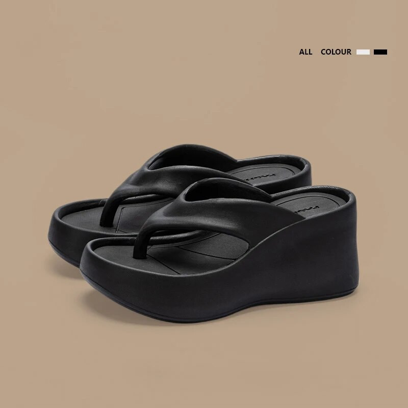 Női csíptetős lábujj ékek papucsok vastag talpú Eva papucs nőknek 2024 nyári vaskos platform strandszandálok kültéri csúszdák