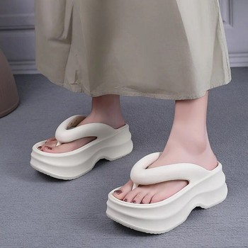 Летни дамски джапанки Удобни нехлъзгащи се EVA сандали с дебела подметка 2024 г. Нови модерни външни дамски чехли с мека подметка