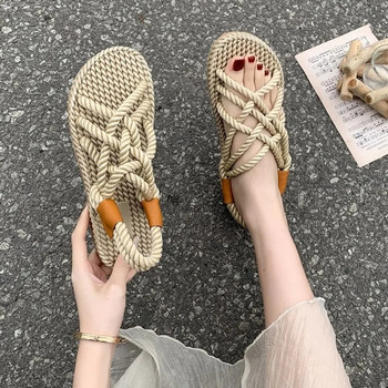Сандали Дамски обувки Плетено въже с традиционен небрежен стил и семпла креативност Модни сандали Дамски лято 2024 г.