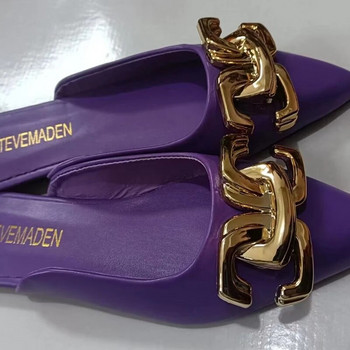 Дамски обувки 2024 Slingbacks Дамски чехли Нова метална декорация Ежедневни дамски чехли Дамски секси чехли с остър нос Плоски чехли