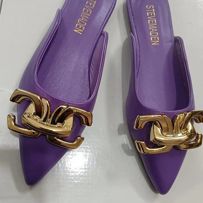 Női cipők 2024 Slingbacks női papucsok új fém dekorációval mindennapi női papucsok női szexi hegyes orrú lapos papucsok