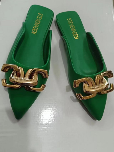 Női cipők 2024 Slingbacks női papucsok új fém dekorációval mindennapi női papucsok női szexi hegyes orrú lapos papucsok