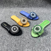 Sieviešu plakanas sandales, kalnu kristāla rotājumi, burvīgas pludmales sandales 2024. gada vasaras āra čības Krāšņi ikdienas sieviešu apavi