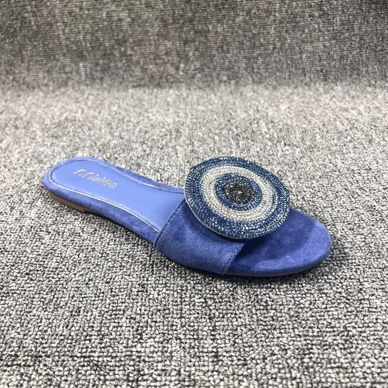 Sieviešu plakanas sandales, kalnu kristāla rotājumi, burvīgas pludmales sandales 2024. gada vasaras āra čības Krāšņi ikdienas sieviešu apavi