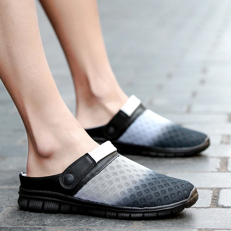 YISHEN Vīrieši Sievietēm Vasaras Sandales Tīkla mūļi Elpojošs Polsterēts Pludmales Flip Flops Kurpes Cietas Plakanas Vannas čības Ārpus Vīriešu Čības