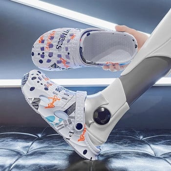 Чехли Мъжки лято 2023 Нови неплъзгащи се домашни модни водоустойчиви мъжки обувки Чехли с дебела подметка Мъжки сандал