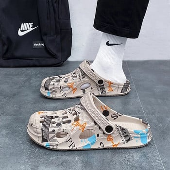 Чехли Мъжки лято 2023 Нови неплъзгащи се домашни модни водоустойчиви мъжки обувки Чехли с дебела подметка Мъжки сандал