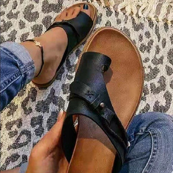 Flat Heel Slides Solid Summer Leisuer Άνετα Νέα Γυναικεία Παπούτσια Μόδας Παντόφλες Σανδάλια Μεγάλο μέγεθος 43