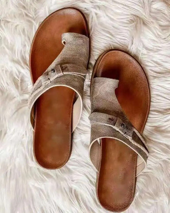 Плъзгачи с плосък ток Солидни летни удобни нови дамски плажни обувки Модни сандали с чехли Голям размер 43