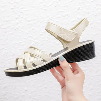 Sandalias de tacón de 4cm para mujer, zapatos de plataforma informales de Pu, venta al por mayor, envío directo
