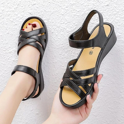 Sandalias de tacón de 4cm para mujer, zapatos de plataforma informales de Pu, venta al por mayor, envío directo