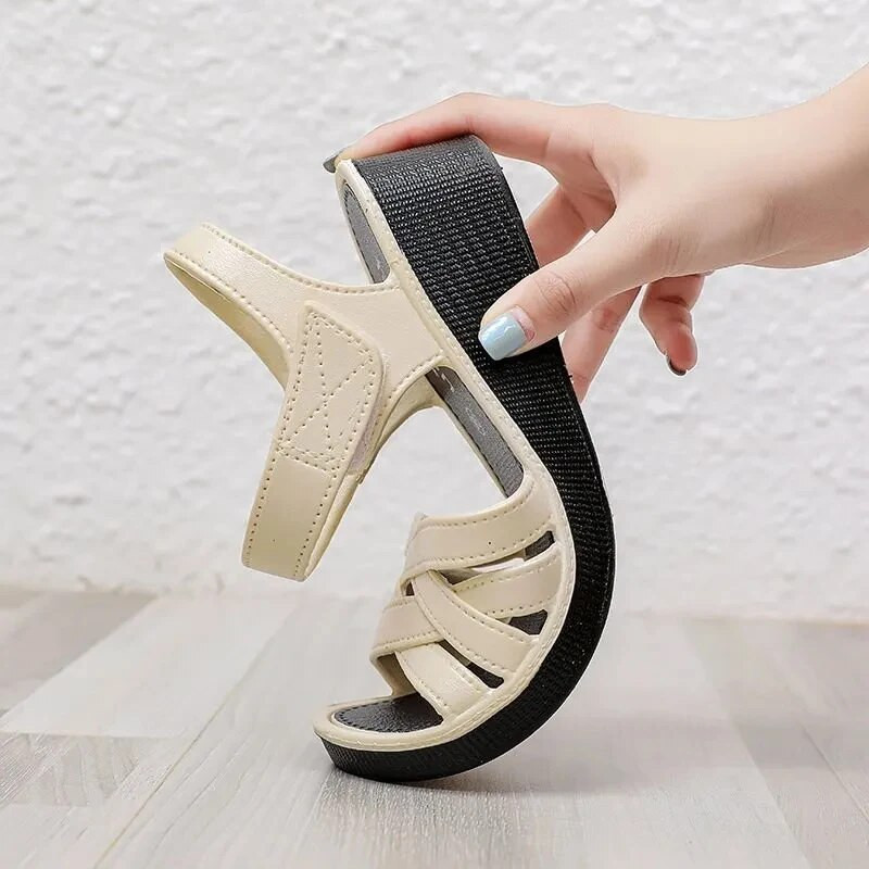 Sandalias de tacón de 4cm para mujer, zapatos de plataforma informales de Pu, venta al por mayor, envío directo