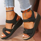 Jaunas atvērtas kājas vasaras sieviešu sandales modes platforma pludmales sieviešu sandales ķīļsprādzes sieviešu apavi sieviešu ortopēdiskās sandales