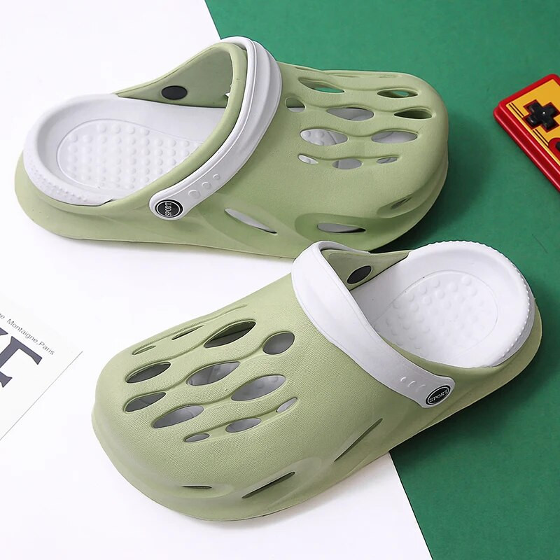 Vīriešu sandales ikdienas apavi EVA platforma sandales koka tupeles Vasaras pludmales čības Bieza zole Mode dārza apavi Ūdens apavi Vannas istaba