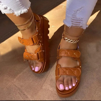 Ретро дамски сандали Модни шевни обувки с щампа на цветя Летни сандали с дизайн на кристали Мека форма на палта Sandalias De Mujer