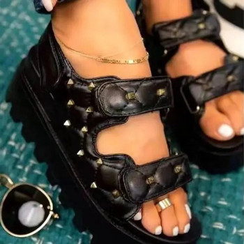 Ретро дамски сандали Модни шевни обувки с щампа на цветя Летни сандали с дизайн на кристали Мека форма на палта Sandalias De Mujer