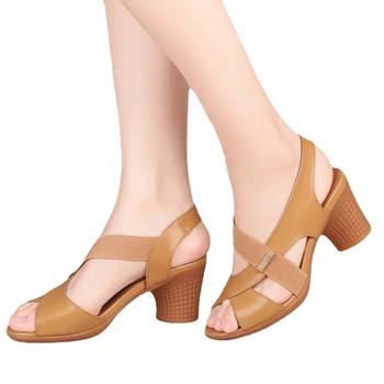 Γυναικεία παπούτσια σε έκπτωση 2024 Fashion Slip σε γυναικεία πέδιλα Υπαίθρια καλοκαιρινά μασίφ ανοιχτά δάχτυλα με μεσαίο τακούνι Συνοπτικά γυναικεία σανδάλια παραλίας