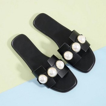 Νέες γυναικείες παντόφλες Μόδα Casual Pearl Μονόχρωμα Flats Απλή Εξωτερική Άνεση Μαλακή Σόλα Σανδάλια παραλίας Sandalias Femininas