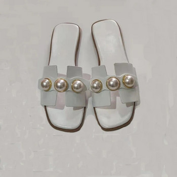 Νέες γυναικείες παντόφλες Μόδα Casual Pearl Μονόχρωμα Flats Απλή Εξωτερική Άνεση Μαλακή Σόλα Σανδάλια παραλίας Sandalias Femininas