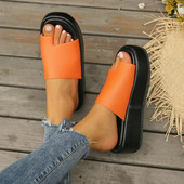 2024-es túlméretezett vastag talpú papucsok női nyárra Új felsőruházati klip szandálon Egyszerű egyszínű papucs, lapos magassarkú