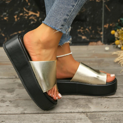 2024-es túlméretezett vastag talpú papucsok női nyárra Új felsőruházati klip szandálon Egyszerű egyszínű papucs, lapos magassarkú