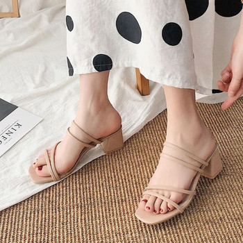 2023 Нови модни летни женски сандали Секси дамски обувки с квадратни отворени пръсти на високи токчета Дамски сандали за жени Размер 35-42