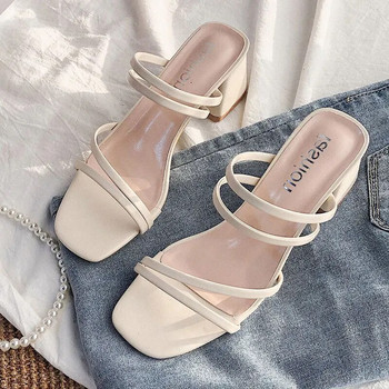 2023 Нови модни летни женски сандали Секси дамски обувки с квадратни отворени пръсти на високи токчета Дамски сандали за жени Размер 35-42