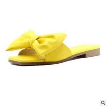 Fashion Summer Plus Size Μονόχρωμη Μονόχρωμη Φιόγκος Επίπεδα σανδάλια Υπαίθρια Παντόφλες Παραλίας Κομψά γυναικεία παπούτσια 2023