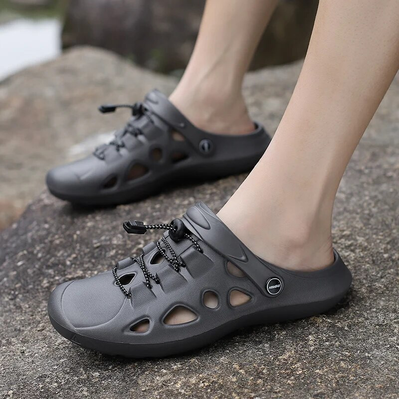 Vasaras āra vīriešu koka tupeles Elpojošas pludmales sandales Vīriešu dārza EVA koka tupeles Vieglie Slaidi Vīriešu Čības Ikdienas Sandale Homme