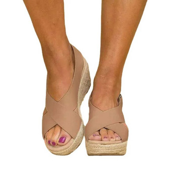 Нови модни дамски обувки на танкетка Ежедневни удобни сандали с платформа с отворени пръсти Елегантни дамски обувки на ток 2023 г.