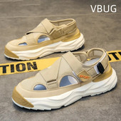 Vīriešu vasaras sandales Neslīdošas Modes Ērtas Ikdienišķas Slip-On Elpojošas Ūdensnecaurlaidīgas apaļas purngala platforma Plakana Papēža Vasaras Galvenā