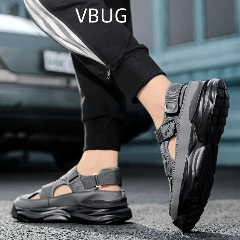 Vīriešu vasaras sandales Neslīdošas Modes Ērtas Ikdienišķas Slip-On Elpojošas Ūdensnecaurlaidīgas apaļas purngala platforma Plakana Papēža Vasaras Galvenā