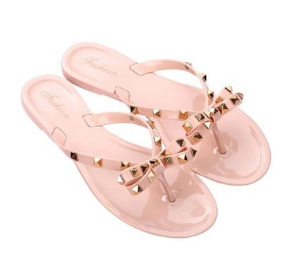 Női alacsony árú zselés cipők szegecsek szegecsek íjcsomó szabadidő Napi papucsok esős napokra csúszásgátló lapos papucsok Zoris 36