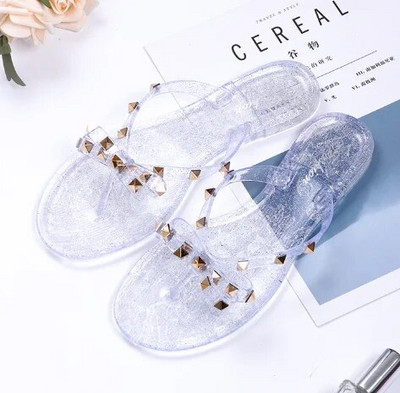 Női alacsony árú zselés cipők szegecsek szegecsek íjcsomó szabadidő Napi papucsok esős napokra csúszásgátló lapos papucsok Zoris 36