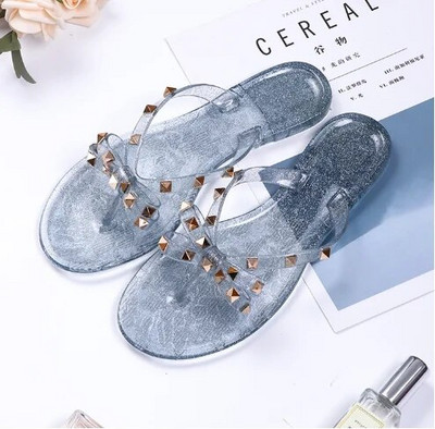 Női alacsony árú zselés cipők szegecsek szegecsek íjcsomó szabadidő Napi papucsok esős napokra csúszásgátló lapos papucsok Zoris 36