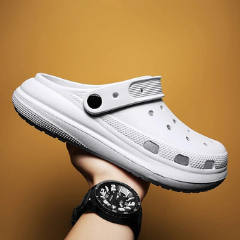 2023 Мъжки сандали с дебело дъно против хлъзгане Мъжки летни DIY сандали Дишащи двойки Външни плажни чехли с дупки Леки обувки